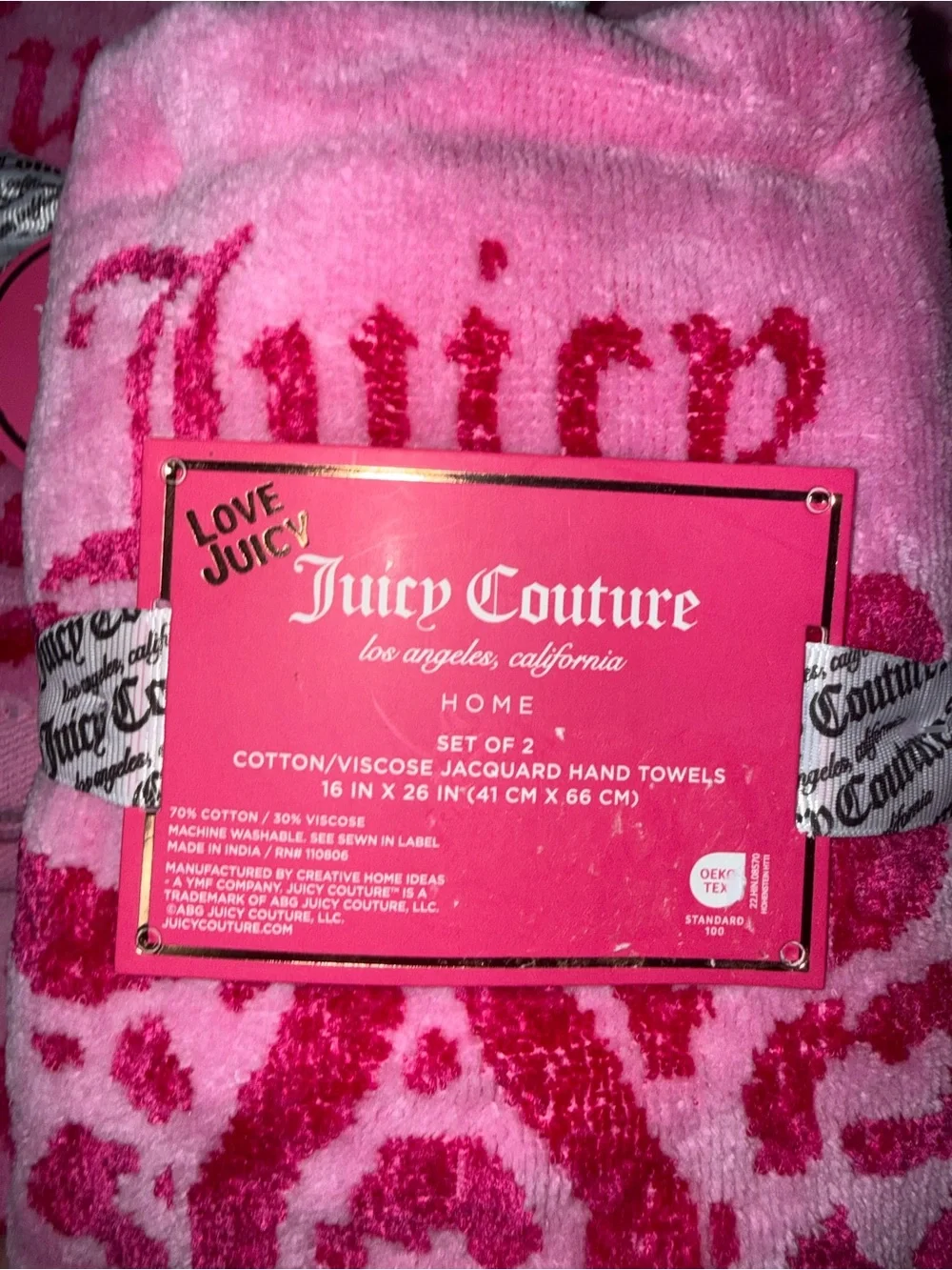 Juicy Couture Hot Pink Leopard Print Towel Set